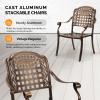 imageOutvita 4 Piece Outdoor Bistro Dining Chair Set AllWeather Cast Aluminum Dining Chairs with Cushion Stackable ampamp Easy to Store Furniture for Patio Garden Deck AntiqueBrownpattern V Without Cushion