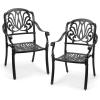 imageOutvita 4 Piece Outdoor Bistro Dining Chair Set AllWeather Cast Aluminum Dining Chairs with Cushion Stackable ampamp Easy to Store Furniture for Patio Garden Deck AntiqueBlackpattern I Without Cushion