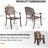 imageOutvita 4 Piece Outdoor Bistro Dining Chair Set AllWeather Cast Aluminum Dining Chairs with Cushion Stackable ampamp Easy to Store Furniture for Patio Garden Deck AntiqueBrownpattern V Without Cushion