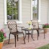 imageOutvita 4 Piece Outdoor Bistro Dining Chair Set AllWeather Cast Aluminum Dining Chairs with Cushion Stackable ampamp Easy to Store Furniture for Patio Garden Deck AntiqueBrownpattern Iii Without Cushion
