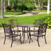 imageOutvita 4 Piece Outdoor Bistro Dining Chair Set AllWeather Cast Aluminum Dining Chairs with Cushion Stackable ampamp Easy to Store Furniture for Patio Garden Deck AntiqueBrownpattern Iv Without Cushion