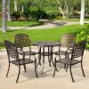 imageOutvita 4 Piece Outdoor Bistro Dining Chair Set AllWeather Cast Aluminum Dining Chairs with Cushion Stackable ampamp Easy to Store Furniture for Patio Garden Deck AntiqueBrownpattern V Without Cushion