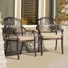 imageOutvita 4 Piece Outdoor Bistro Dining Chair Set AllWeather Cast Aluminum Dining Chairs with Cushion Stackable ampamp Easy to Store Furniture for Patio Garden Deck AntiqueBrownpattern I Include Cushion