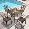 imageOutvita 4 Piece Outdoor Bistro Dining Chair Set AllWeather Cast Aluminum Dining Chairs with Cushion Stackable ampamp Easy to Store Furniture for Patio Garden Deck AntiqueBrownpattern Iii Without Cushion