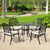 imageOutvita 4 Piece Outdoor Bistro Dining Chair Set AllWeather Cast Aluminum Dining Chairs with Cushion Stackable ampamp Easy to Store Furniture for Patio Garden Deck AntiqueBlackpattern I Include Cushion