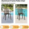 imageOutvita 4 Piece Outdoor Bistro Dining Chair Set AllWeather Cast Aluminum Dining Chairs with Cushion Stackable ampamp Easy to Store Furniture for Patio Garden Deck AntiqueBrownpattern Iii Without Cushion
