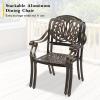 imageOutvita 4 Piece Outdoor Bistro Dining Chair Set AllWeather Cast Aluminum Dining Chairs with Cushion Stackable ampamp Easy to Store Furniture for Patio Garden Deck AntiqueBrownpattern I Include Cushion
