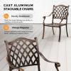 imageOutvita 4 Piece Outdoor Bistro Dining Chair Set AllWeather Cast Aluminum Dining Chairs with Cushion Stackable ampamp Easy to Store Furniture for Patio Garden Deck AntiqueBrownpattern Iv Without Cushion