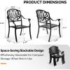 imageOutvita 4 Piece Outdoor Bistro Dining Chair Set AllWeather Cast Aluminum Dining Chairs with Cushion Stackable ampamp Easy to Store Furniture for Patio Garden Deck AntiqueBlackpattern I Without Cushion