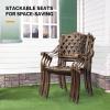 imageOutvita 4 Piece Outdoor Bistro Dining Chair Set AllWeather Cast Aluminum Dining Chairs with Cushion Stackable ampamp Easy to Store Furniture for Patio Garden Deck AntiqueBrownpattern Iv Without Cushion