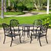 imageOutvita 4 Piece Outdoor Bistro Dining Chair Set AllWeather Cast Aluminum Dining Chairs with Cushion Stackable ampamp Easy to Store Furniture for Patio Garden Deck AntiqueBlackpattern I Without Cushion