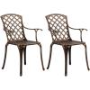 imageOutvita 4 Piece Outdoor Bistro Dining Chair Set AllWeather Cast Aluminum Dining Chairs with Cushion Stackable ampamp Easy to Store Furniture for Patio Garden Deck AntiqueBrownpattern Iii Without Cushion