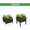 imageOutvita 4 Sets Raised Garden Bed with Legs Square Elevated Planter Garden Box with Drainage Plug for Indoor Outdoor Planting Flowers Vegetables Tomato and HerbsBrownBrown