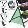 imageOutvita 44 FT Vertical Garden Bed 5 Tier Vertical Raised Planter Removable Black Raised Bed Box with 4 Wheels Movable Elevated Vegetable Flower Planter for Patio Yard Indoor OutdoorBlack