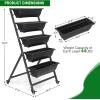 imageOutvita 44 FT Vertical Garden Bed 5 Tier Vertical Raised Planter Removable Black Raised Bed Box with 4 Wheels Movable Elevated Vegetable Flower Planter for Patio Yard Indoor OutdoorBlack