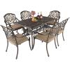 imageOutvita 59inch Patio Dinning Table Outdoor Cast Aluminum Large Rectangle Table with Umbrella Hole and Antique Design for Backyard Pool Balcony Deck354x59x285