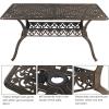 imageOutvita 59inch Patio Dinning Table Outdoor Cast Aluminum Large Rectangle Table with Umbrella Hole and Antique Design for Backyard Pool Balcony Deck354x59x285