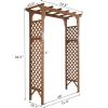 imageOutvita 7 Ft Wooden Garden Arbor Arch Fir Wood Arbour Trellis Pergola Archway for Wedding Ceremony Decoration Pergola Plant Climbing Rose Vines Lawn Courtyard Patio Dark BrownBrown
