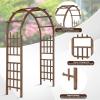 imageOutvita 7 Ft Wooden Garden Arbor Arch Fir Wood Arbour Trellis Pergola Archway for Wedding Ceremony Decoration Pergola Plant Climbing Rose Vines Lawn Courtyard Patio Dark BrownReddish Brown