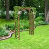 imageOutvita 7 Ft Wooden Garden Arbor Arch Fir Wood Arbour Trellis Pergola Archway for Wedding Ceremony Decoration Pergola Plant Climbing Rose Vines Lawn Courtyard Patio Dark BrownDark Brown