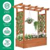 imageOutvita 72quot H Outdoor Raised Garden Bed with Trellis ampamp Roof Wood Planter Box Equipped with Drainage for Vine Climbing Plants and Flowers Herbs in Balcony Garden PatioOrangeTeak Color