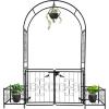 imageOutvita 73FT Garden Arch Arbor Heavy Duty Metal Arbour Archway Decorative Frame Stand Trellis with Ground Stakes for Wedding Ceremony Party Plant Climbing Rose Vines Lawn Patio Black3924 Pounds