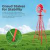 imageOutvita 8FT Ornamental Windmill Heavy Duty Durable Metal Weather Vane Garden Decoration Weather Resistant for Garden Yard Farm Seaside 8ftGray8ftred