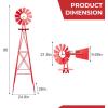 imageOutvita 8FT Ornamental Windmill Heavy Duty Durable Metal Weather Vane Garden Decoration Weather Resistant for Garden Yard Farm Seaside 8ftGray8ftred