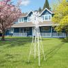 imageOutvita 8FT Ornamental Windmill Heavy Duty Durable Metal Weather Vane Garden Decoration Weather Resistant for Garden Yard Farm Seaside 8ftGray8ftwhite
