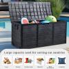 imageOutvita Deck Storage Box 75 Gallon Plastic Durable Storage Container Bin with Lid Store Patio Cushions and Yard Stools Outdoor Patio Garden PoolBrownBlack