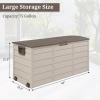 imageOutvita Deck Storage Box 75 Gallon Plastic Durable Storage Container Bin with Lid Store Patio Cushions and Yard Stools Outdoor Patio Garden PoolBrownBrown