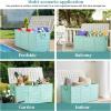 imageOutvita Deck Storage Box 75 Gallon Plastic Durable Storage Container Bin with Lid Store Patio Cushions and Yard Stools Outdoor Patio Garden PoolBrownGreen