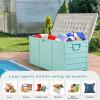imageOutvita Deck Storage Box 75 Gallon Plastic Durable Storage Container Bin with Lid Store Patio Cushions and Yard Stools Outdoor Patio Garden PoolBrownGreen