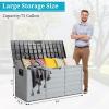 imageOutvita Deck Storage Box 75 Gallon Plastic Durable Storage Container Bin with Lid Store Patio Cushions and Yard Stools Outdoor Patio Garden PoolBrownGray BodyBlack Lid