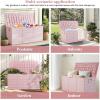 imageOutvita Deck Storage Box 75 Gallon Plastic Durable Storage Container Bin with Lid Store Patio Cushions and Yard Stools Outdoor Patio Garden PoolBrownPink