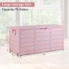 imageOutvita Deck Storage Box 75 Gallon Plastic Durable Storage Container Bin with Lid Store Patio Cushions and Yard Stools Outdoor Patio Garden PoolBrownPink