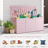 imageOutvita Deck Storage Box 75 Gallon Plastic Durable Storage Container Bin with Lid Store Patio Cushions and Yard Stools Outdoor Patio Garden PoolBrownPink