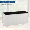 imageOutvita Deck Storage Box 75 Gallon Plastic Durable Storage Container Bin with Lid Store Patio Cushions and Yard Stools Outdoor Patio Garden PoolBrownWhite