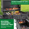 imageOutvita Extra Large Charcoal BBQ Grill with Oversize Cooking Area with Two Individual ampamp Adjustable Charcoal Tray Foldable Side Tables for Outdoor Cooking Backyard Patio Picnics