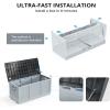 imageOutvita Foldable 75 Gallon Outdoor Storage Box Plastic Storage Containers with Lid Patio Deck Box Furniture for Garden Pool Balcony Yard Gray BodyBlack LidGray BodyBlack Lid