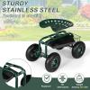 imageOutvita Garden Cart Gardening Workseat wWheels Rolling Work Seat with Adjustable 360 Degree Swivel Seat Basket and Tool Tray Patio Wagon Scooter for Lawn Yard Outdoor PlantingGreenGreen