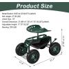 imageOutvita Garden Cart Gardening Workseat wWheels Rolling Work Seat with Adjustable 360 Degree Swivel Seat Basket and Tool Tray Patio Wagon Scooter for Lawn Yard Outdoor PlantingGreenGreen