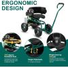 imageOutvita Garden Cart Outdoor Rolling Garden Scooter WAdjustable 360 Degree Swivel Seat Extendable Handle Tool Tray ampamp Storage Basket Gardening Stool for PlantingGreen
