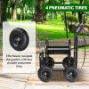 imageOutvita Garden Hose Reel Cart Lawn Water Planting Cart with Wheels Heavy Duty Outdoor Yard Water Planting Truck with Storage Basket for Patio FarmBlack