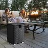 imageOutvita Gas Tank Storage Box 157in Wicker Propane Tank Cover Table for Fire Pit Table and Gas Grill Patio Furniture BrownBlack