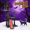 imageOutvita Halloween Cat Tree 44quot Cat Tower with Spacious Cat Condo Gothic Scratching Posts with 1 Padded Perches Large Platform Cat Activities Furniture Red ampamp Black53