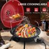 imageOutvita IndoorOutdoor Electric Grill 1600W Portable Removable Stand Grill with Double Layer Design for BBQ Patio ampamp Backyard RedRed