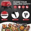 imageOutvita IndoorOutdoor Electric Grill 1600W Portable Removable Stand Grill with Double Layer Design for BBQ Patio ampamp Backyard RedRed