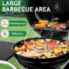 imageOutvita Kettle Charcoal Grill 225 inch Outdoor Portable Cooking Barbecue Grill Cart with 2 Side Tables ampamp Wheels for Patio Backyard Parties Camping PicnicBlack