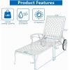imageOutvita Lounge Chairs for Outside Patio Cast Aluminum Recliner with Adjustable Back and Rolling Wheels for Backyard Porch Pool Balcony Deck WhiteWhite